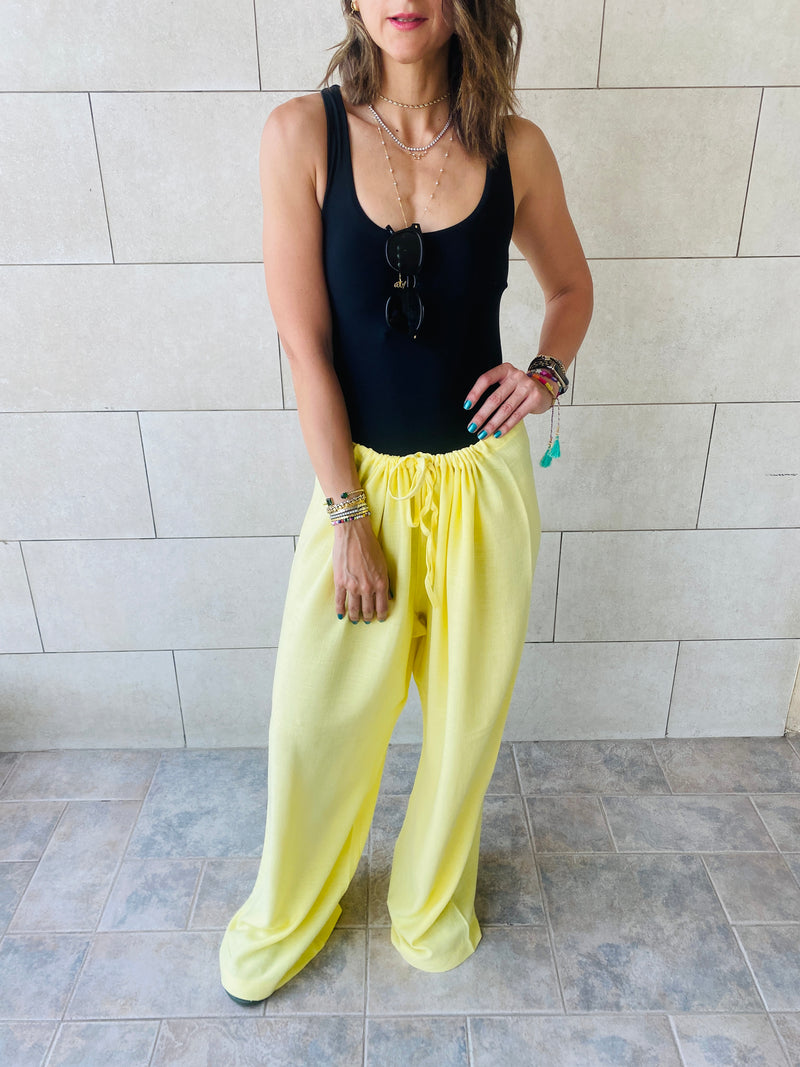 Yellow Linen Beach Pants