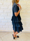 Grey Denim Tiered Dress