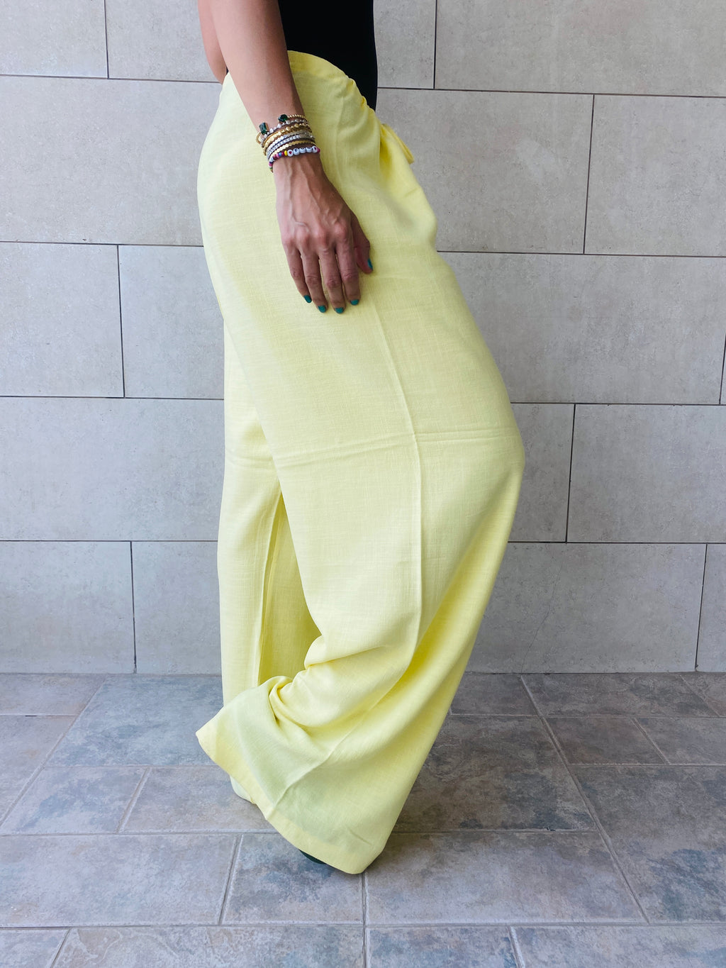 Yellow Linen Beach Pants