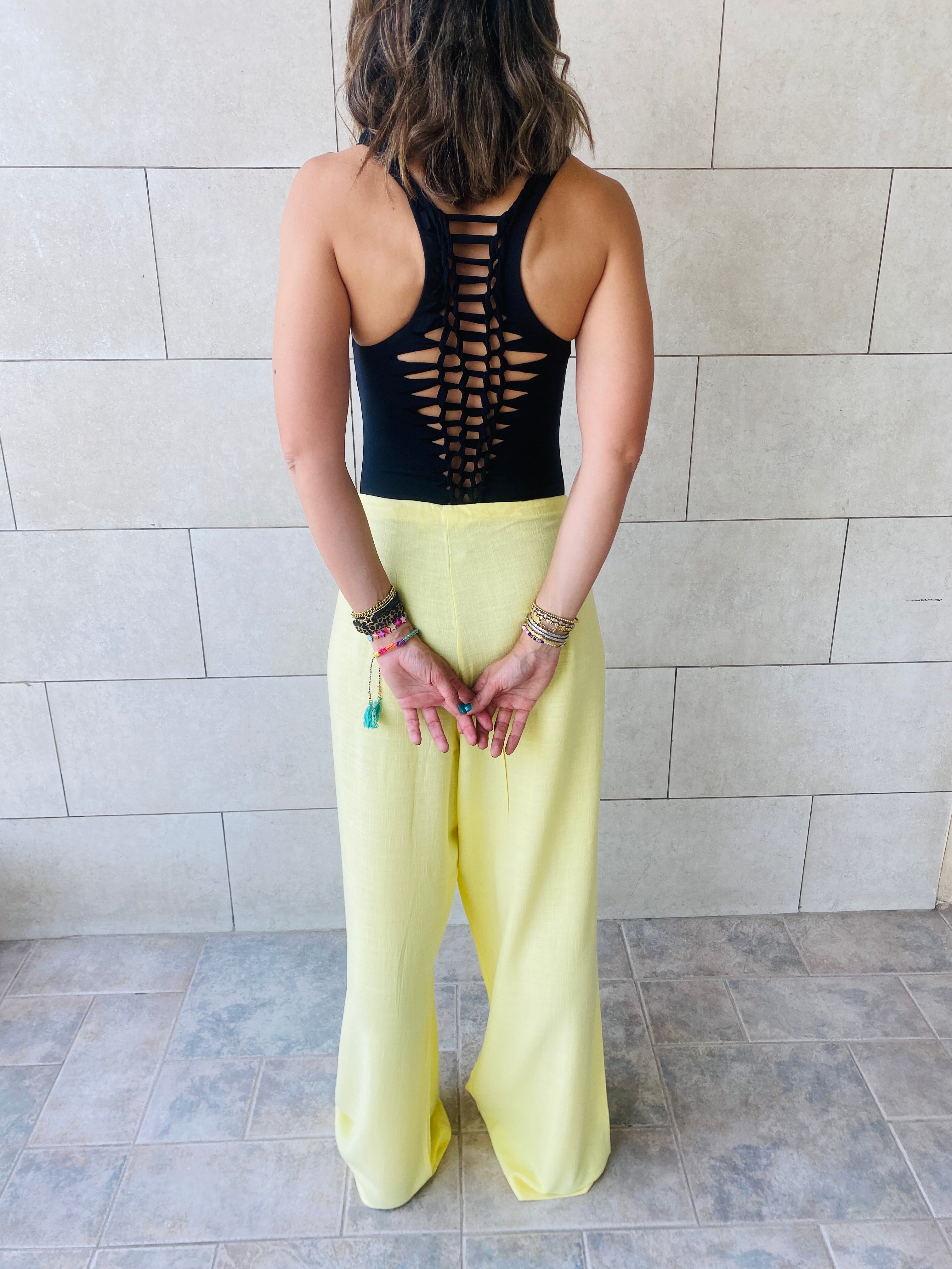 Yellow Linen Beach Pants