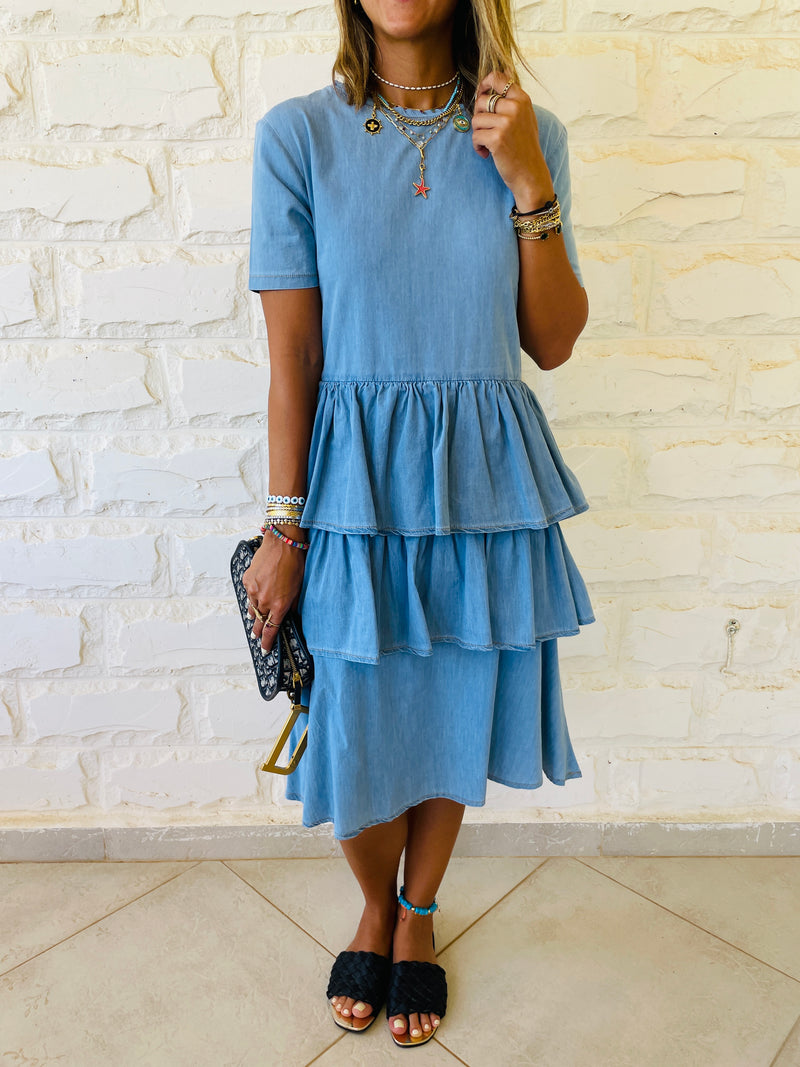 Denim Tiered Dress
