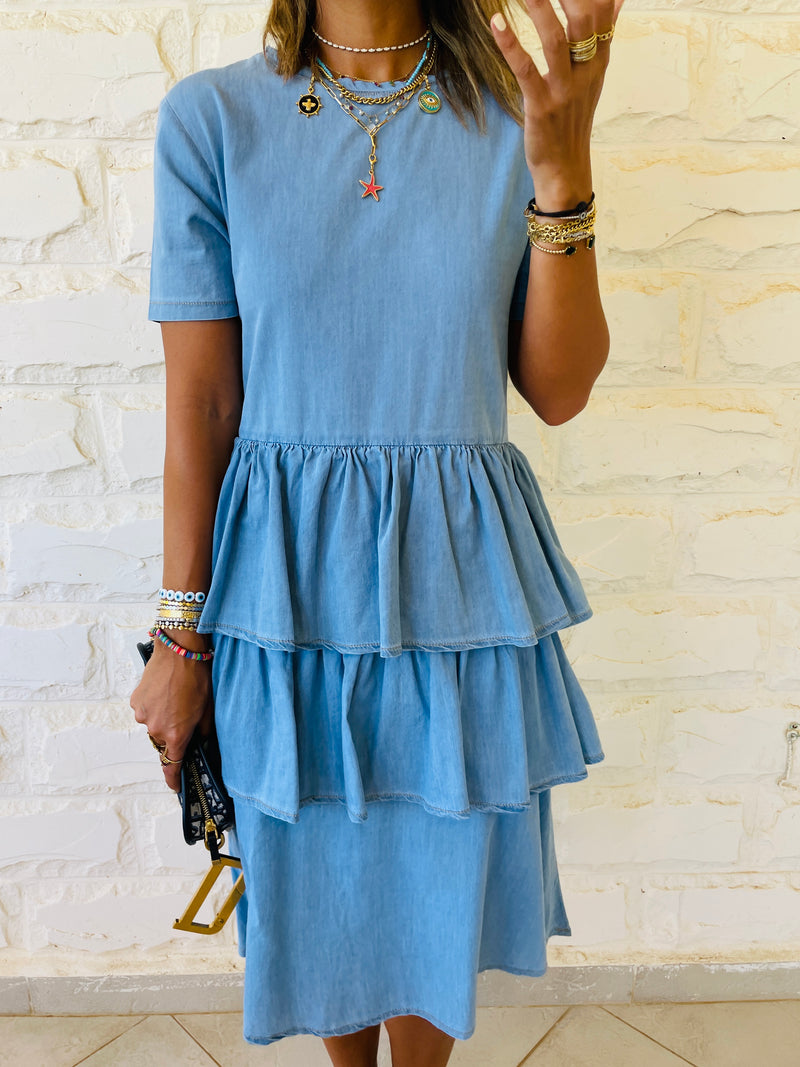 Denim Tiered Dress
