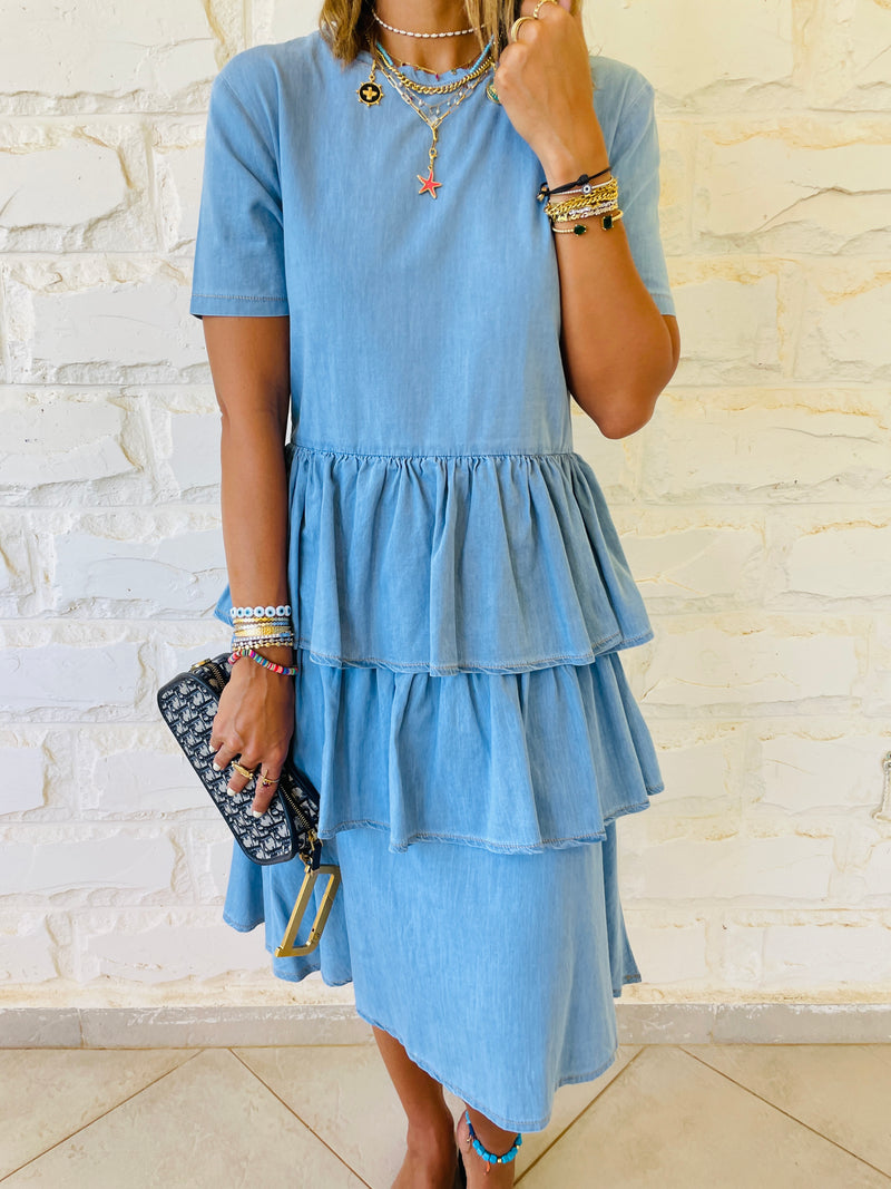 Denim Tiered Dress