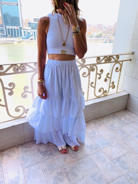 White Tiered Seville Skirt