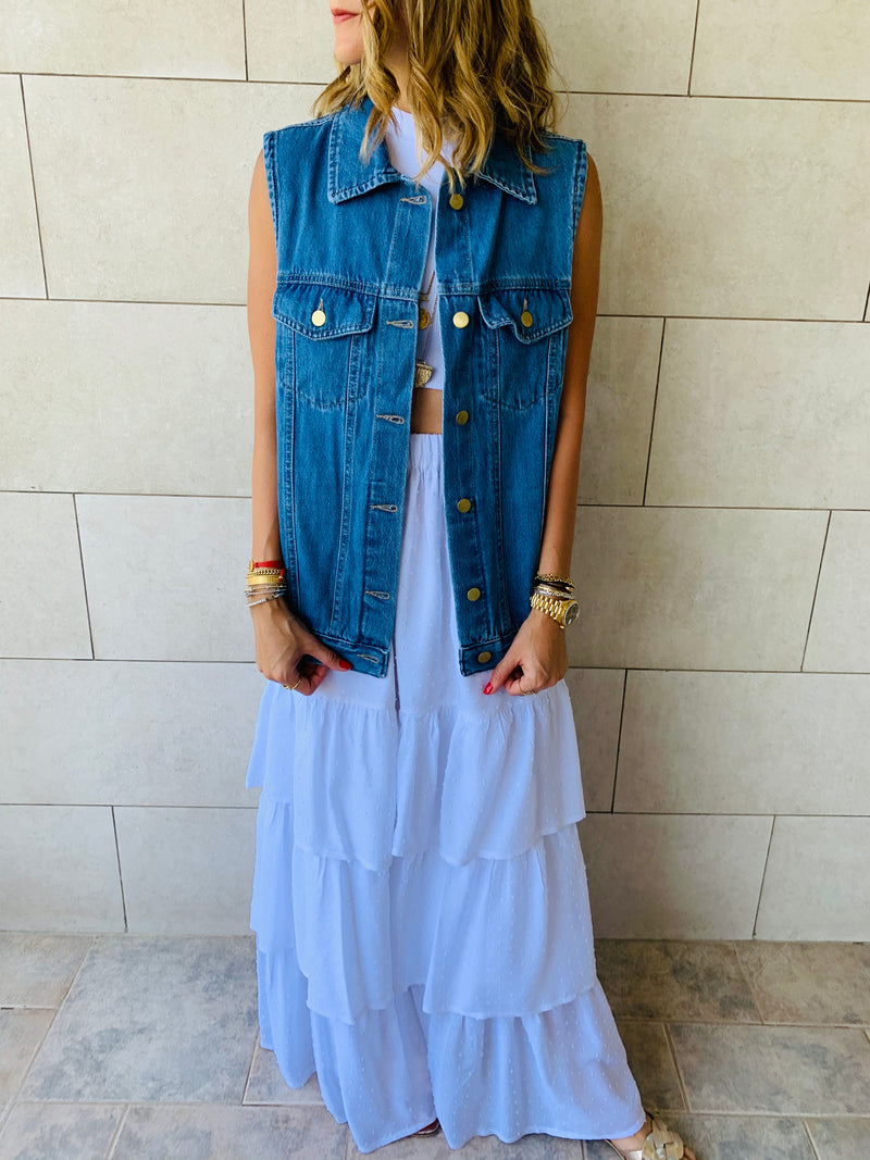 Blue Oversize Denim Vest