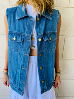 Blue Oversize Denim Vest