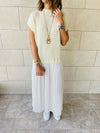 White Pullover Plisse Dress