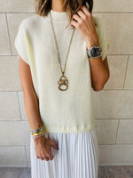 White Pullover Plisse Dress