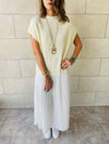 White Pullover Plisse Dress