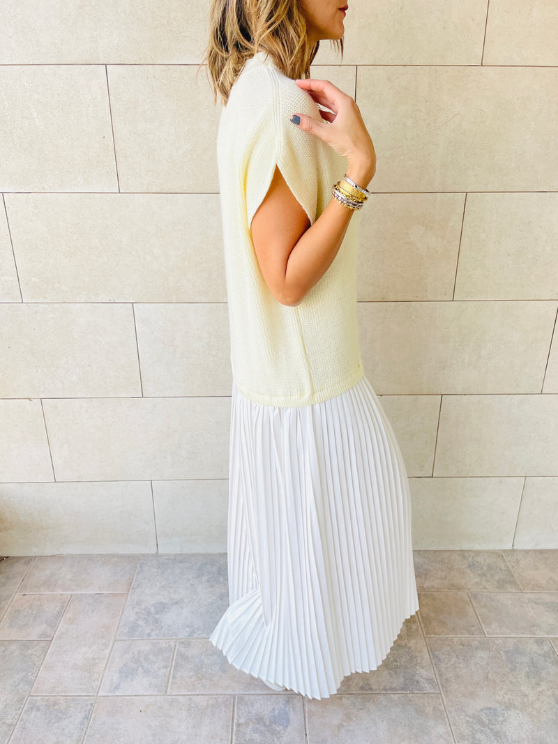 White Pullover Plisse Dress