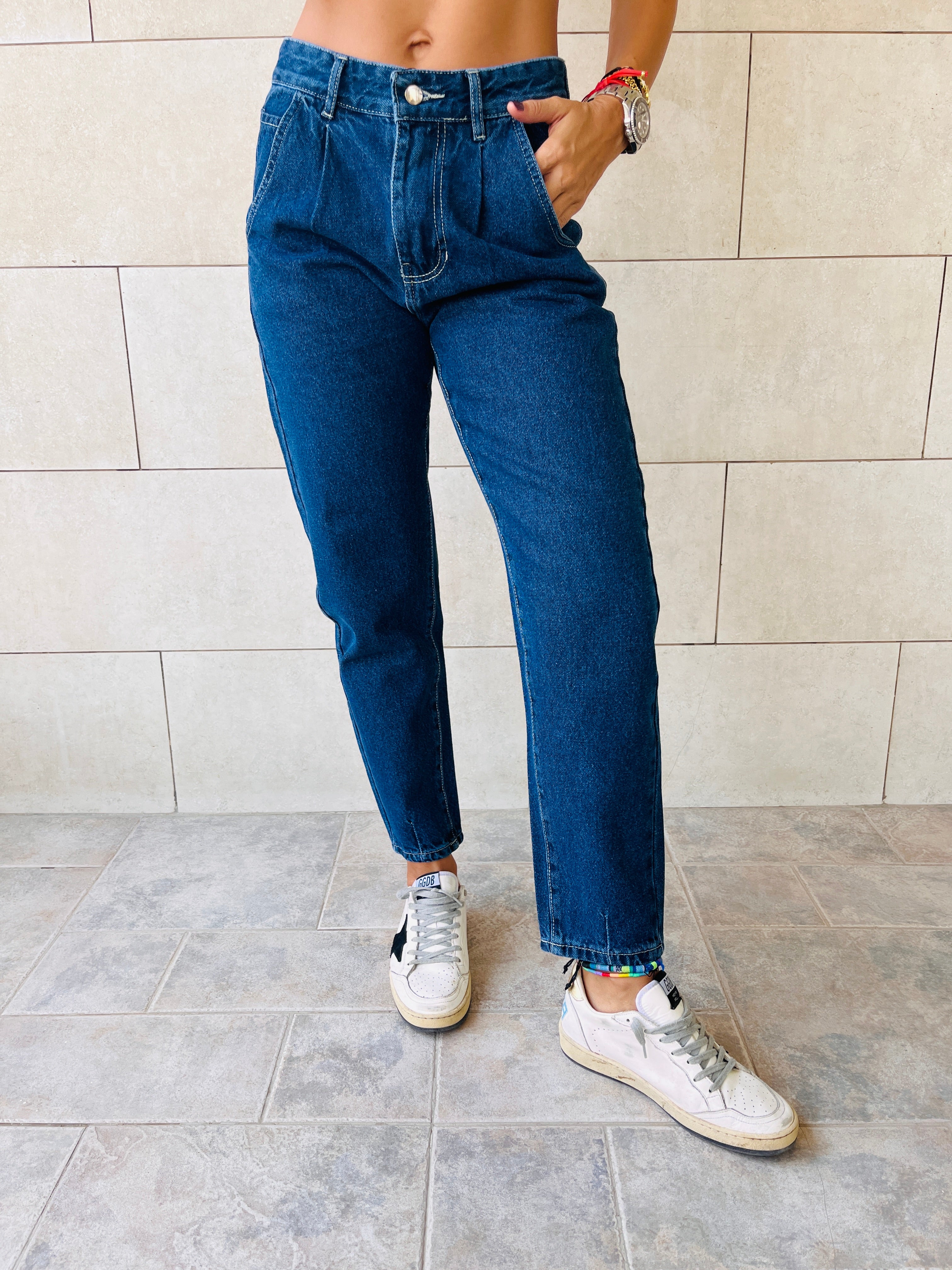 Dark Blue Mom Fit Jeans