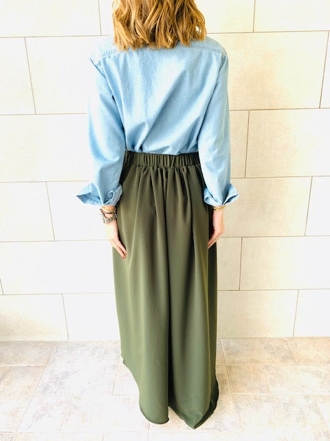 Olive Fold-Over Skirt