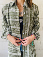 Olive Embroidery Statement Shirt