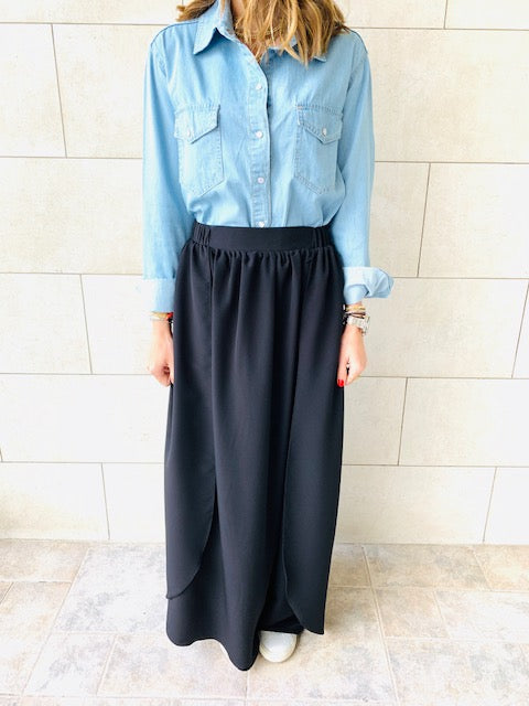 Black Fold-Over Skirt