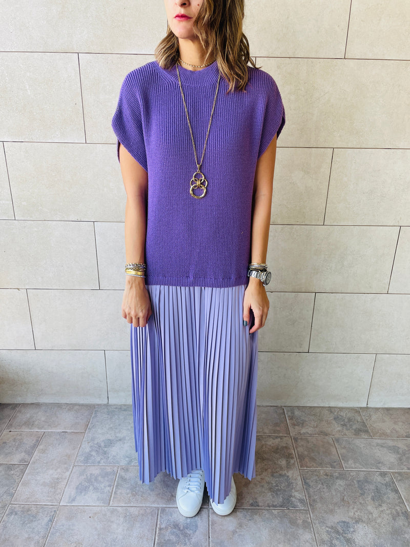 Lilac Pullover Plisse Dress