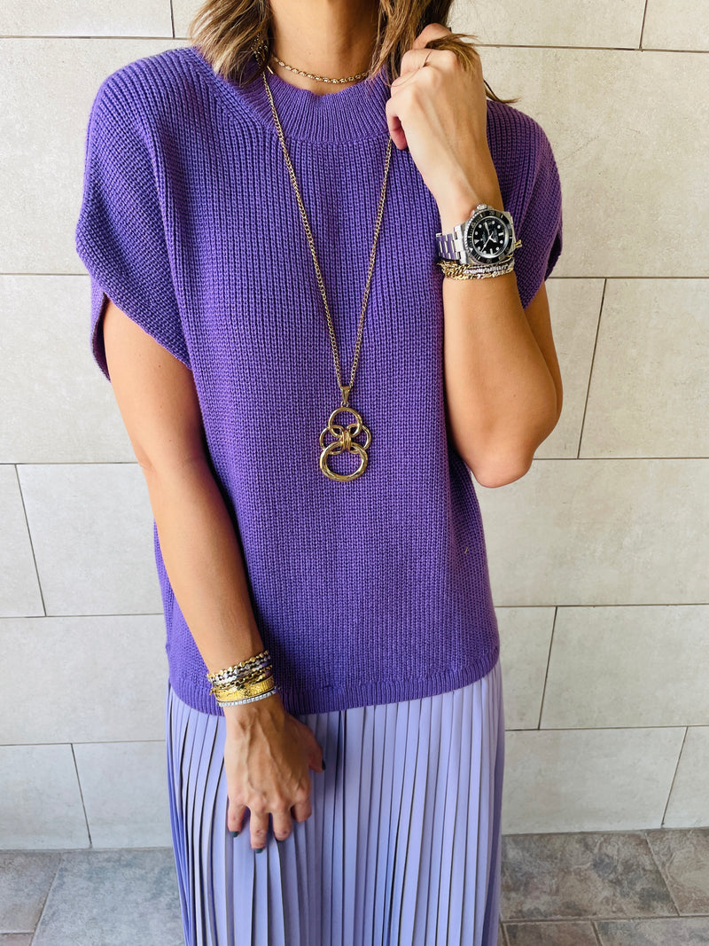 Lilac Pullover Plisse Dress