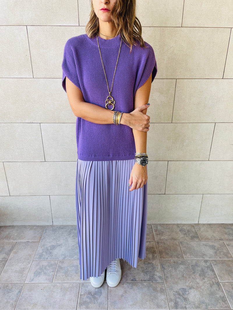 Lilac Pullover Plisse Dress