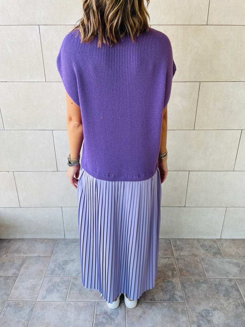 Lilac Pullover Plisse Dress