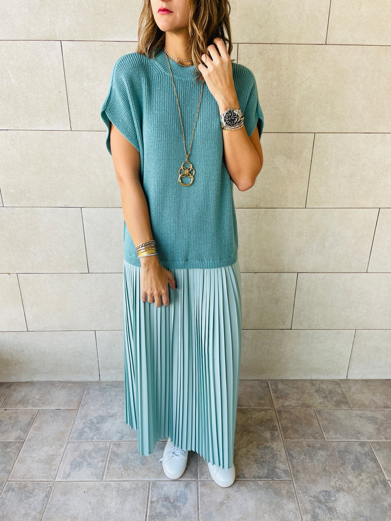 Mint Pullover Plisse Dress
