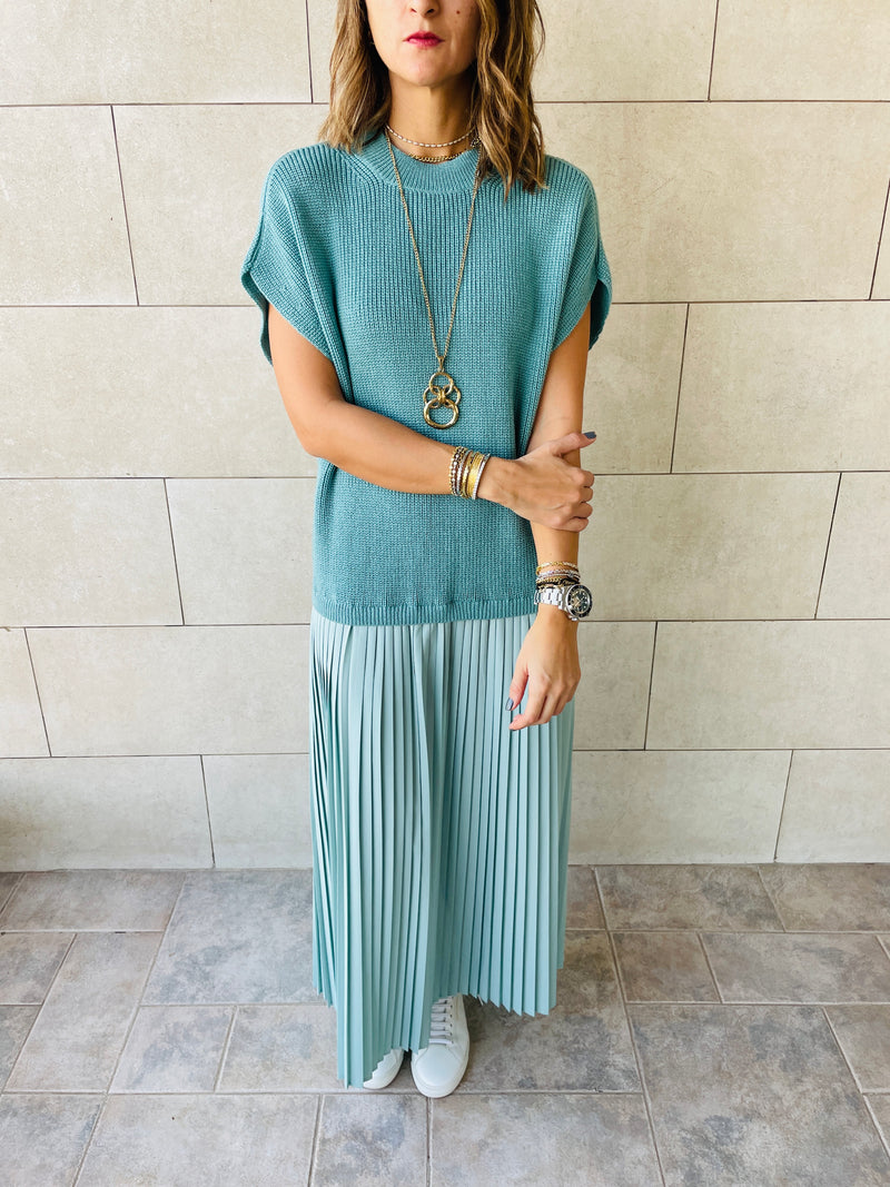 Mint Pullover Plisse Dress