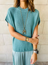 Mint Pullover Plisse Dress