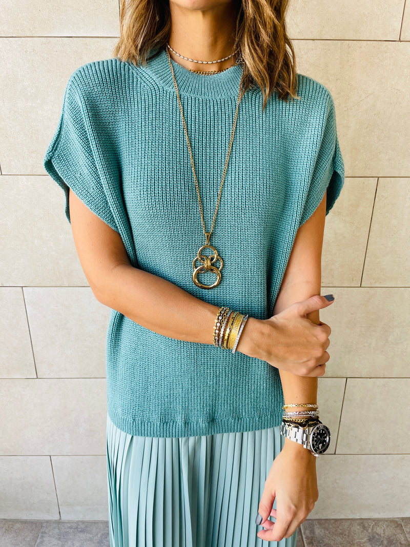 Mint Pullover Plisse Dress