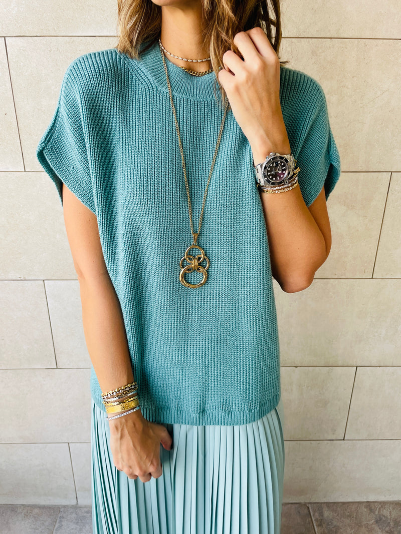 Mint Pullover Plisse Dress