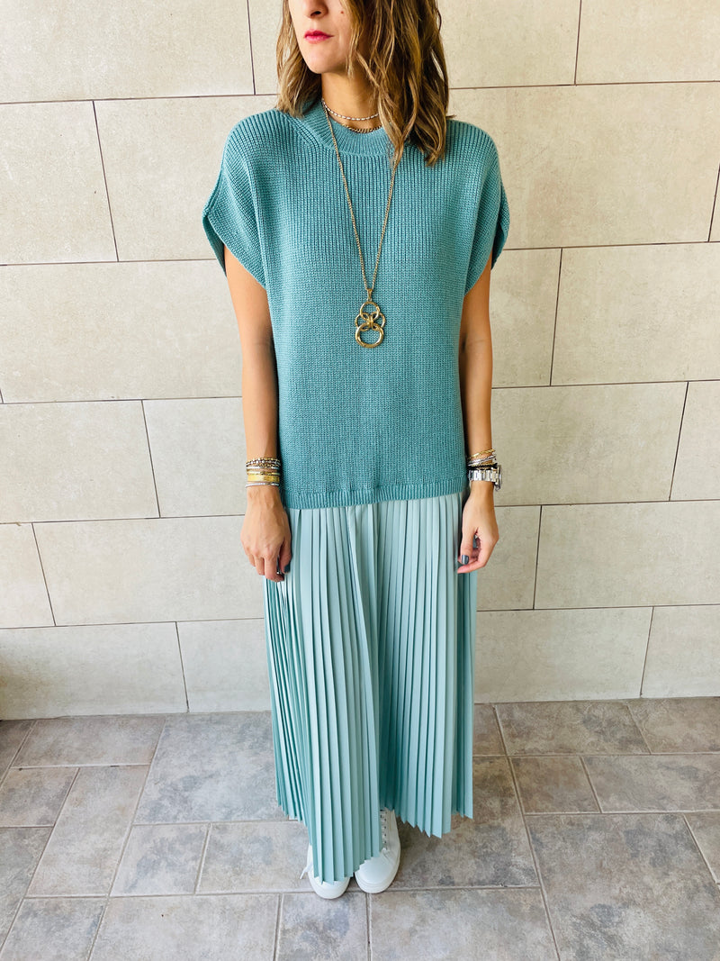 Mint Pullover Plisse Dress