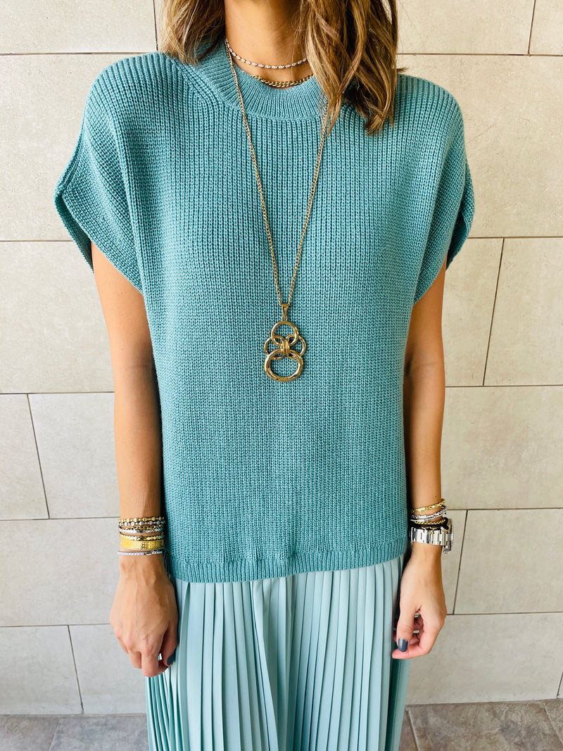 Mint Pullover Plisse Dress