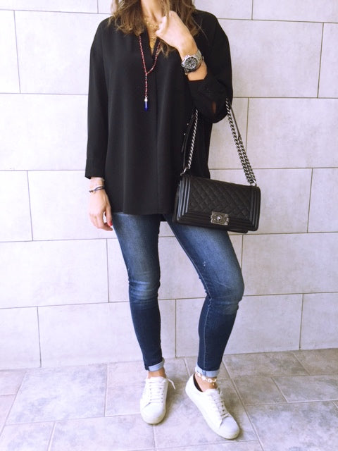 Black Criss Cross Back Shirt