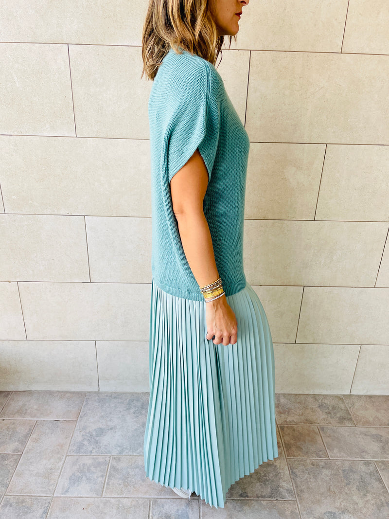 Mint Pullover Plisse Dress