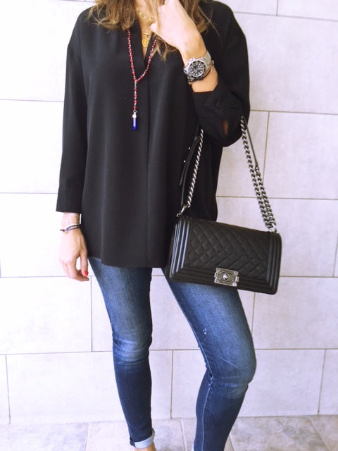 Black Criss Cross Back Shirt