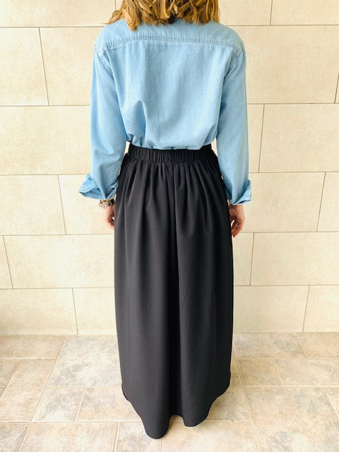 Black Fold-Over Skirt