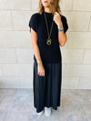 Black Pullover Plisse Dress