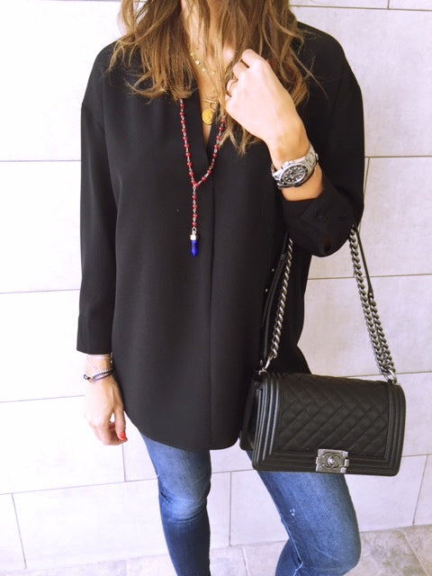 Black Criss Cross Back Shirt
