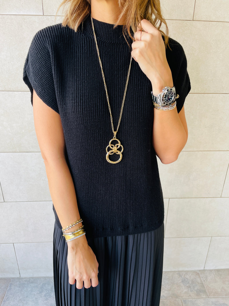 Black Pullover Plisse Dress