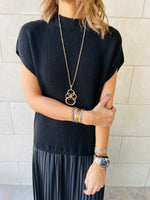 Black Pullover Plisse Dress