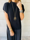 Black Pullover Plisse Dress