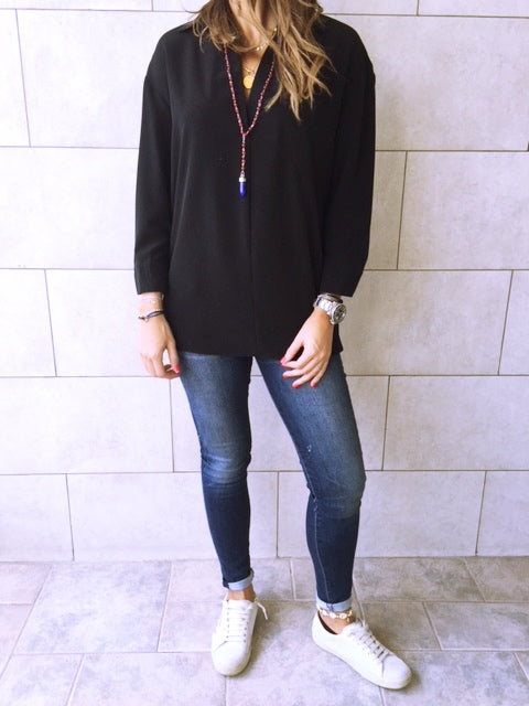 Black Criss Cross Back Shirt