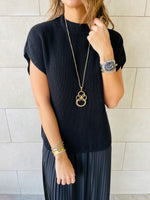 Black Pullover Plisse Dress