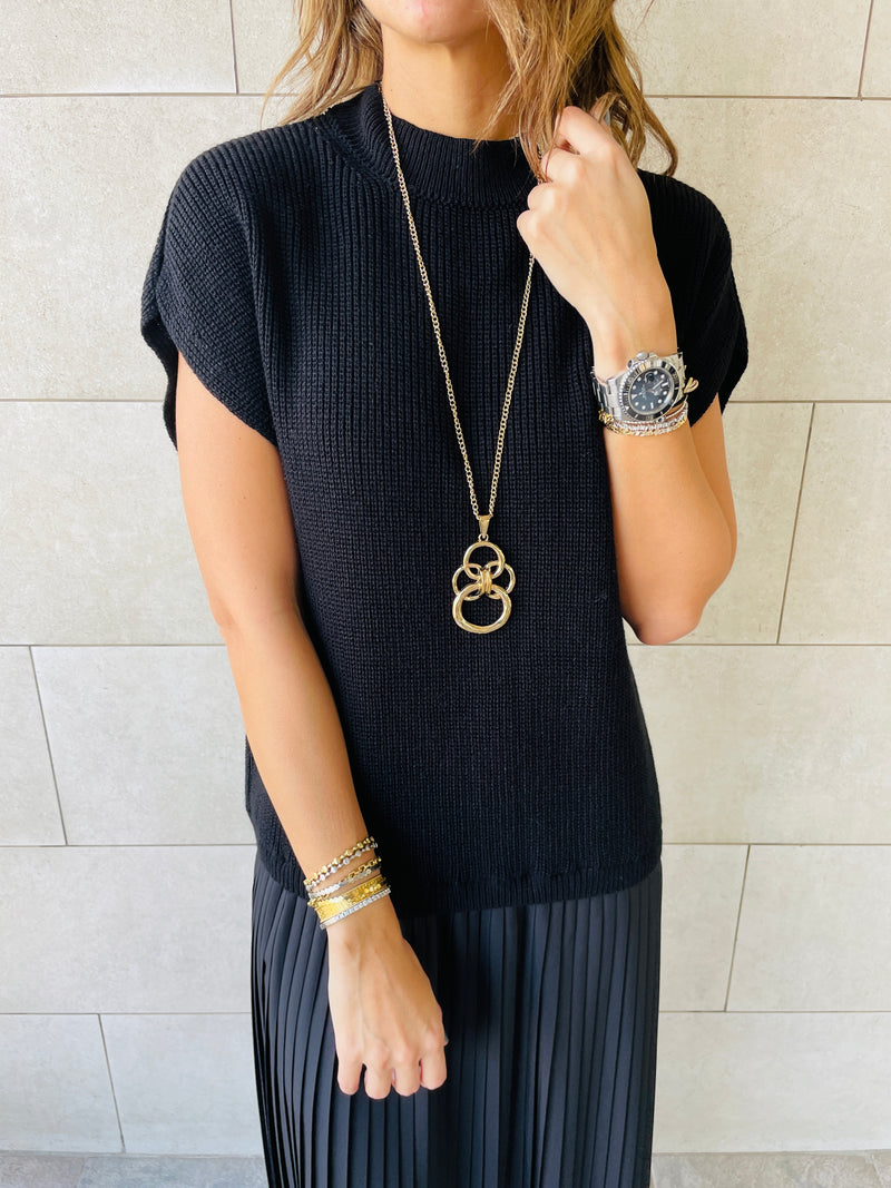 Black Pullover Plisse Dress