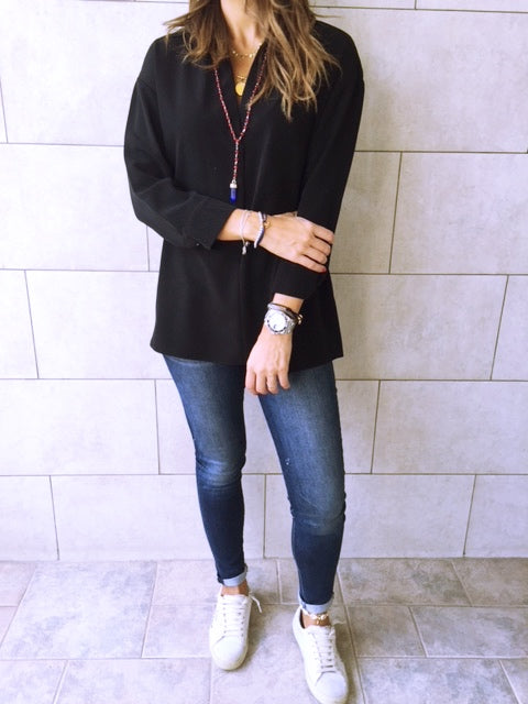 Black Criss Cross Back Shirt