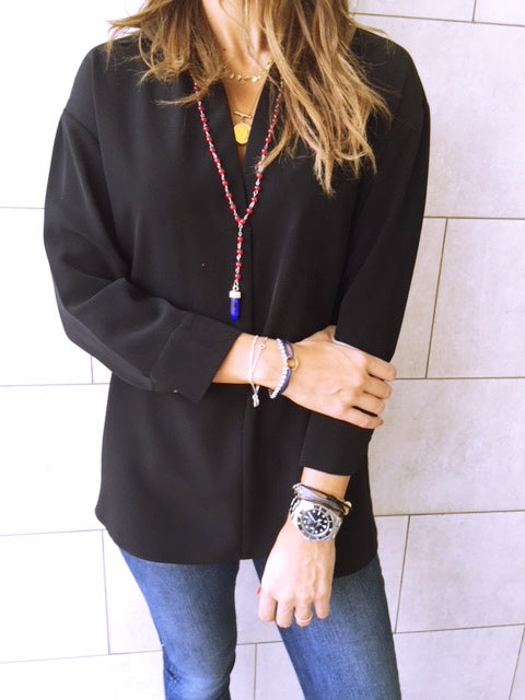 Black Criss Cross Back Shirt