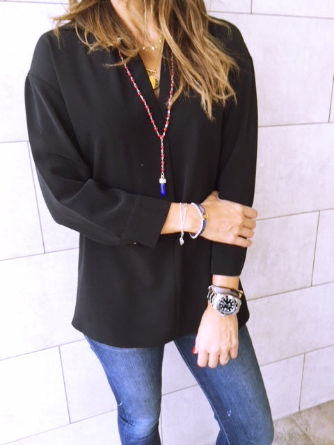Black Criss Cross Back Shirt