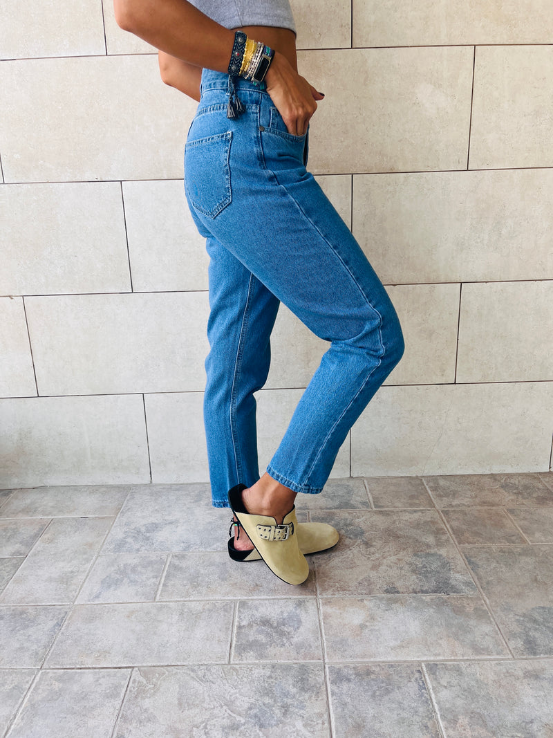 Blue Slim Mom Jeans