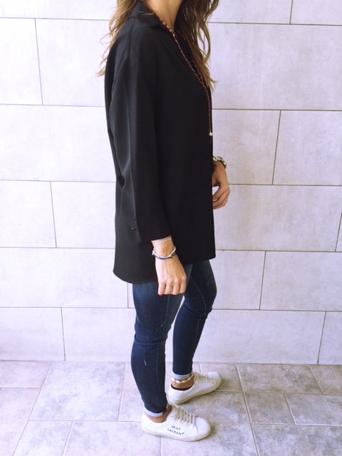 Black Criss Cross Back Shirt