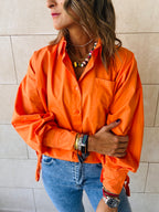 Orange Side Tie Short Shirt