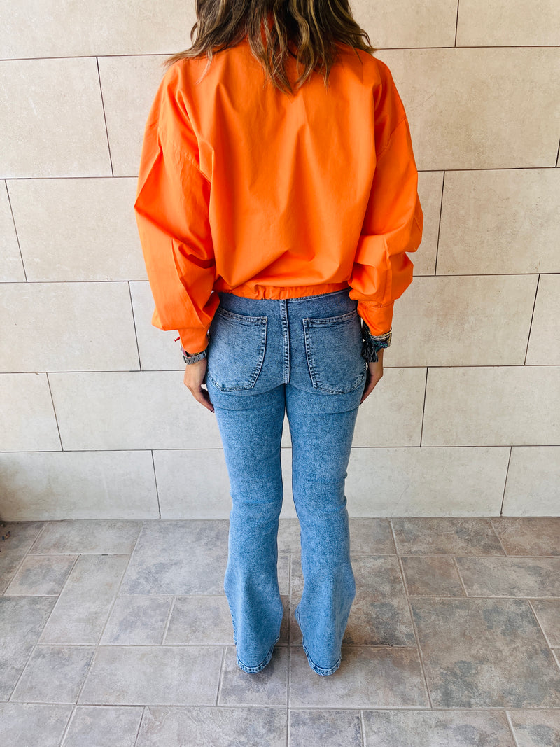 Orange Side Tie Short Shirt
