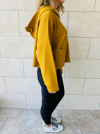 Mustard Cropped Downtown Knit Hoodie