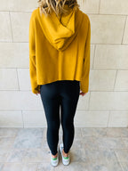 Mustard Cropped Downtown Knit Hoodie
